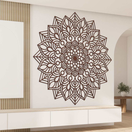 Mandala din lemn pe perete - decor elegant