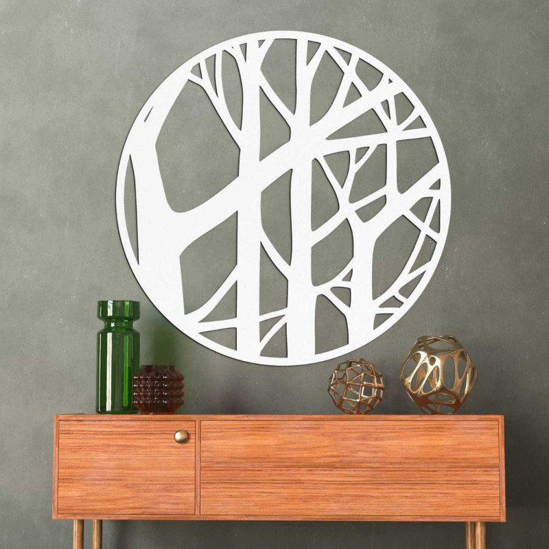 Decor minimalist cu ramuri într-o ramă circulară din lemn