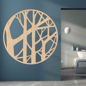 Decor minimalist cu ramuri într-o ramă circulară din lemn 2
