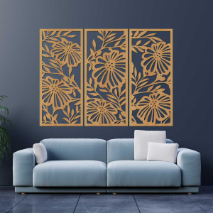 Decorațiune murală elegantă cu motiv de flori și frunze într-un design delicat. 2