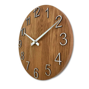 Ceas de perete din stejar masiv, design minimalist -...