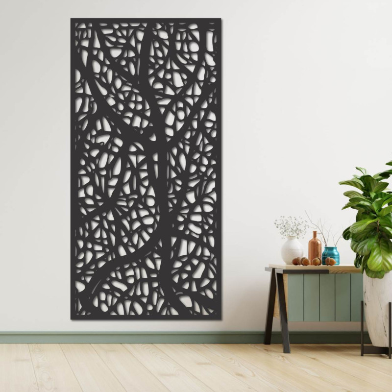 Tablou sculptat în lemn cu motiv floral pentru perete, decor pentru sufragerie și interior.