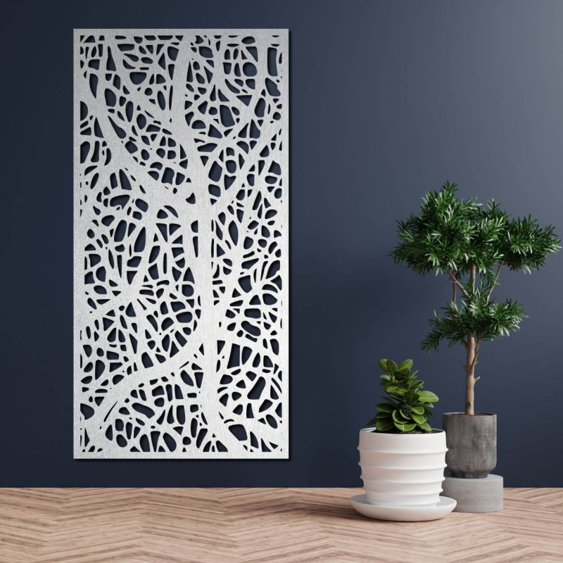 Tablou sculptat în lemn cu motiv floral pentru perete, decor pentru sufragerie și interior.
