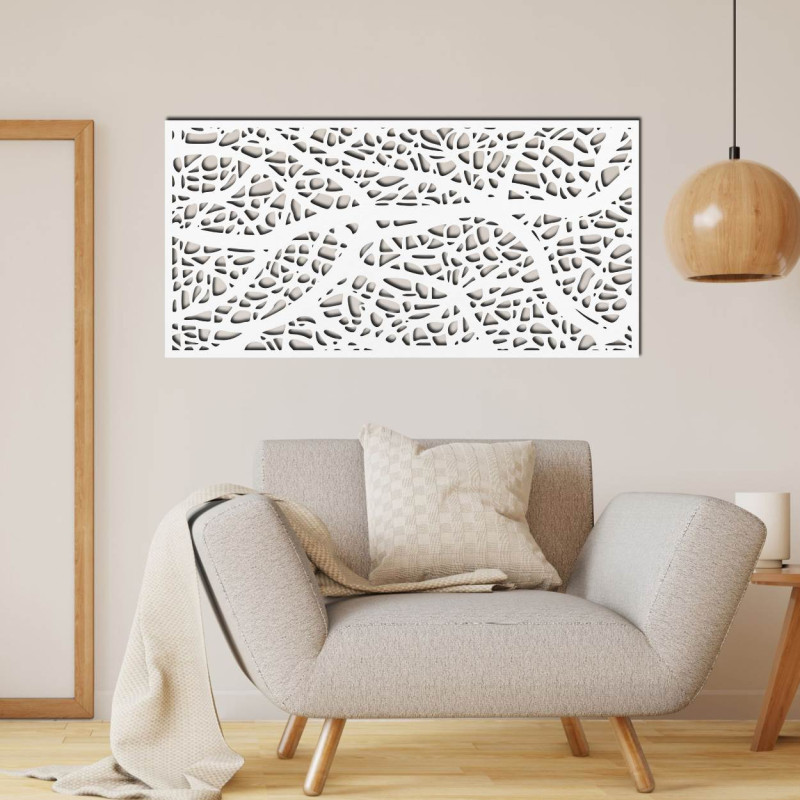Tablou sculptat în lemn cu motiv floral pentru perete, decor pentru sufragerie și interior.