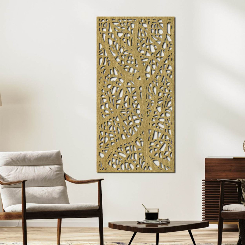 Tablou sculptat în lemn cu motiv floral pentru perete, decor pentru sufragerie și interior.