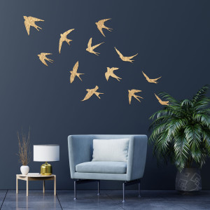Decorațiuni murale din lemn cu păsări zburătoare - FLOCK 2