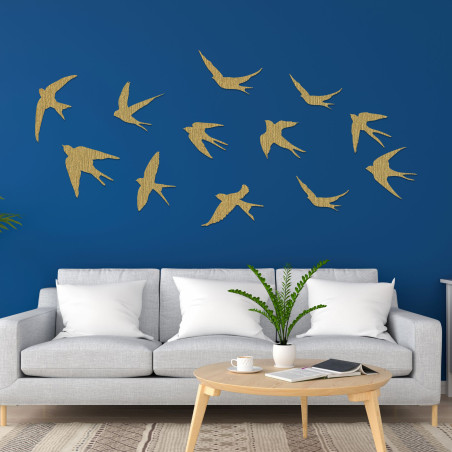 Decorațiuni murale din lemn cu păsări zburătoare - FLOCK
