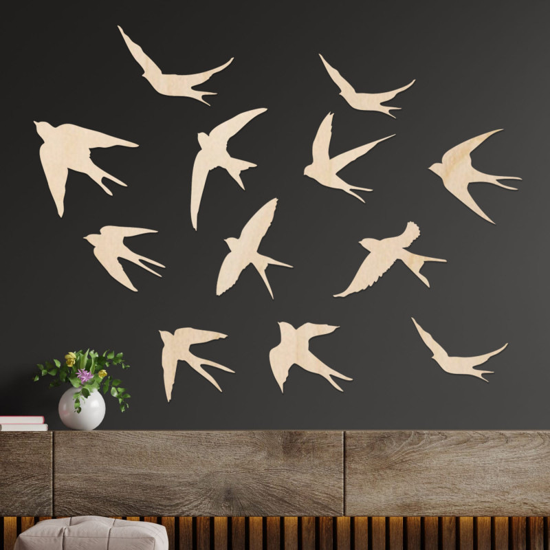 Decorațiuni murale din lemn cu păsări zburătoare - FLOCK