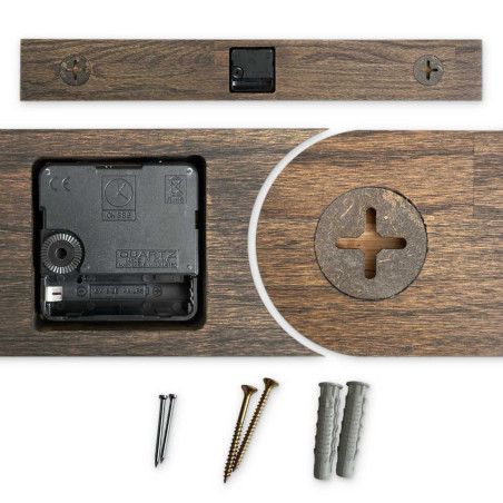 Ceas de perete vertical din stejar, lucrat manual - design scandinav minimalist și subțire - CRYSA