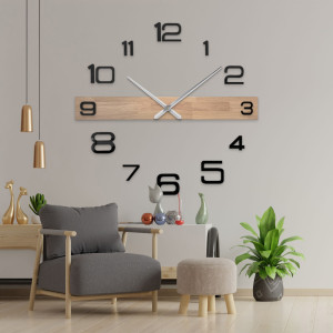 Ceas de perete luxos din lemn, cu design minimalist și cifre contrastante. 2