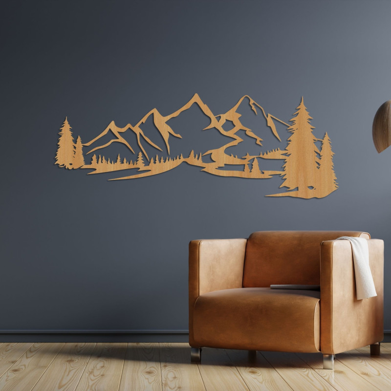Decorațiune din lemn cu motiv montan - stil și natură într-unul singur.