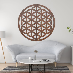 Mandala elegantă din lemn sculptată pe perete 2
