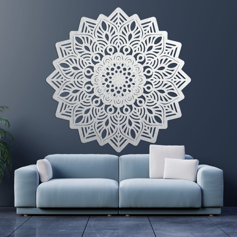Mandala decor de perete din lemn sculptat cu soare - SOLIS