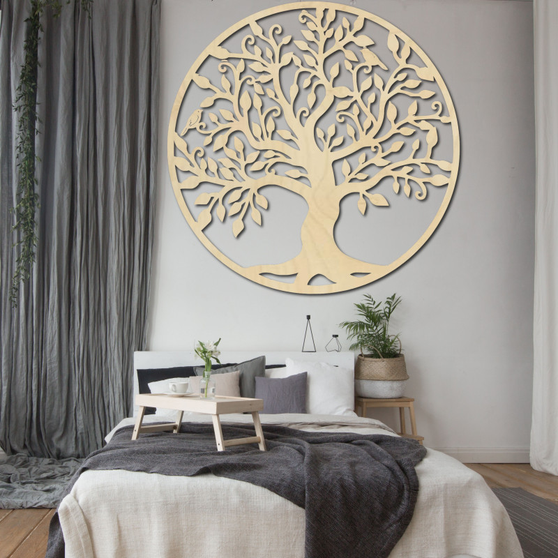 Decorațiune de perete cu pomul vieții, tablou din lemn placaj FAMILY