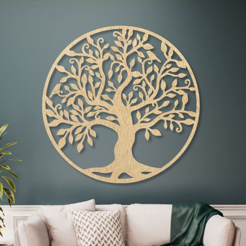 Decorațiune de perete cu pomul vieții, tablou din lemn placaj FAMILY