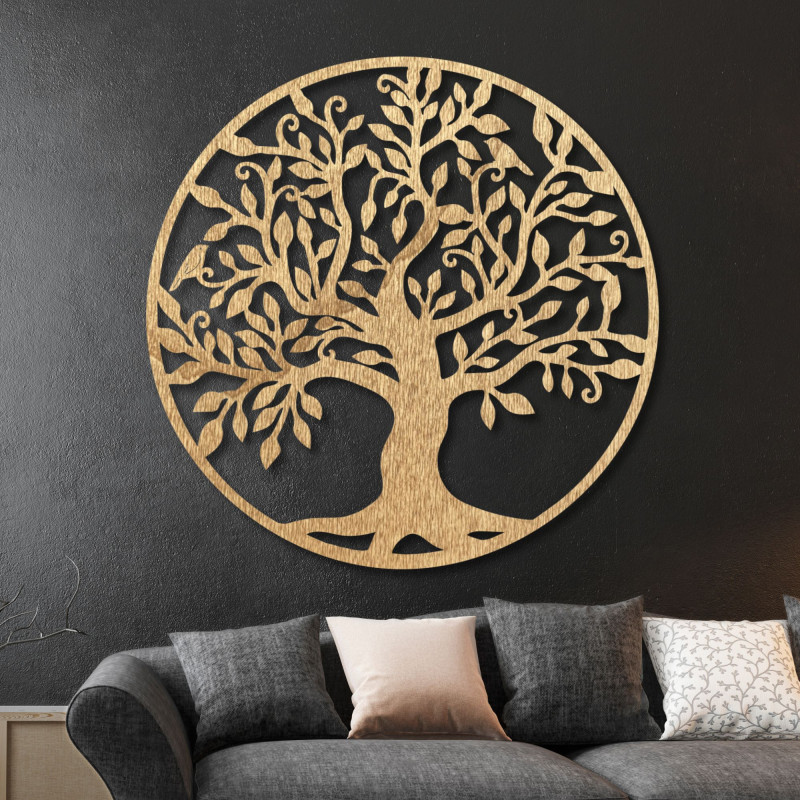 Decorațiune de perete cu pomul vieții, tablou din lemn placaj FAMILY