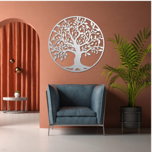 Decorațiunea de perete din lemn în formă de pom al vieții este un accesoriu stilat și elegant care va înviora orice interior.