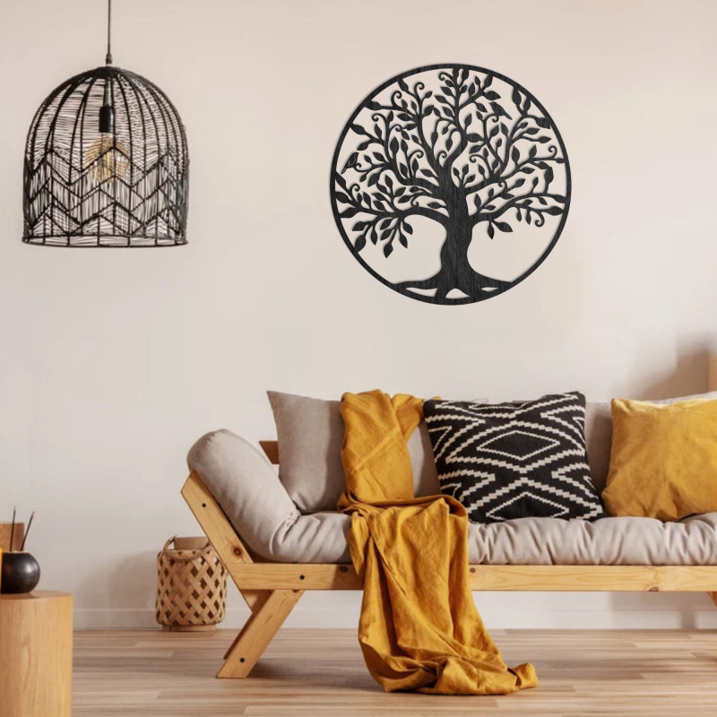 Decorațiune de perete cu pomul vieții, tablou din lemn placaj FAMILY