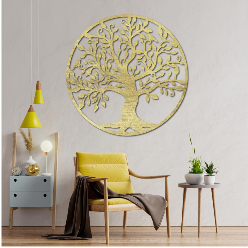 Decorațiune de perete cu pomul vieții, tablou din lemn placaj FAMILY