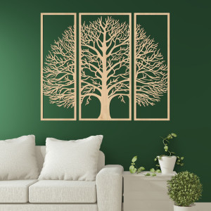 Decorațiune murală din lemn Arborele Vieții: decorațiune murală din lemn din 3 piese
