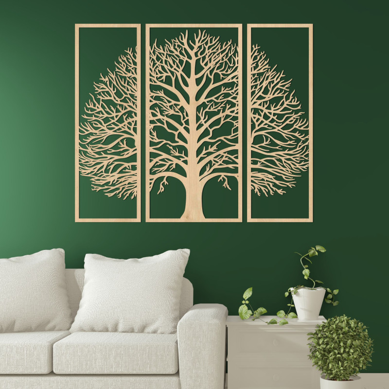 Decorațiune murală Arborele Vieții: design natural în trei părți