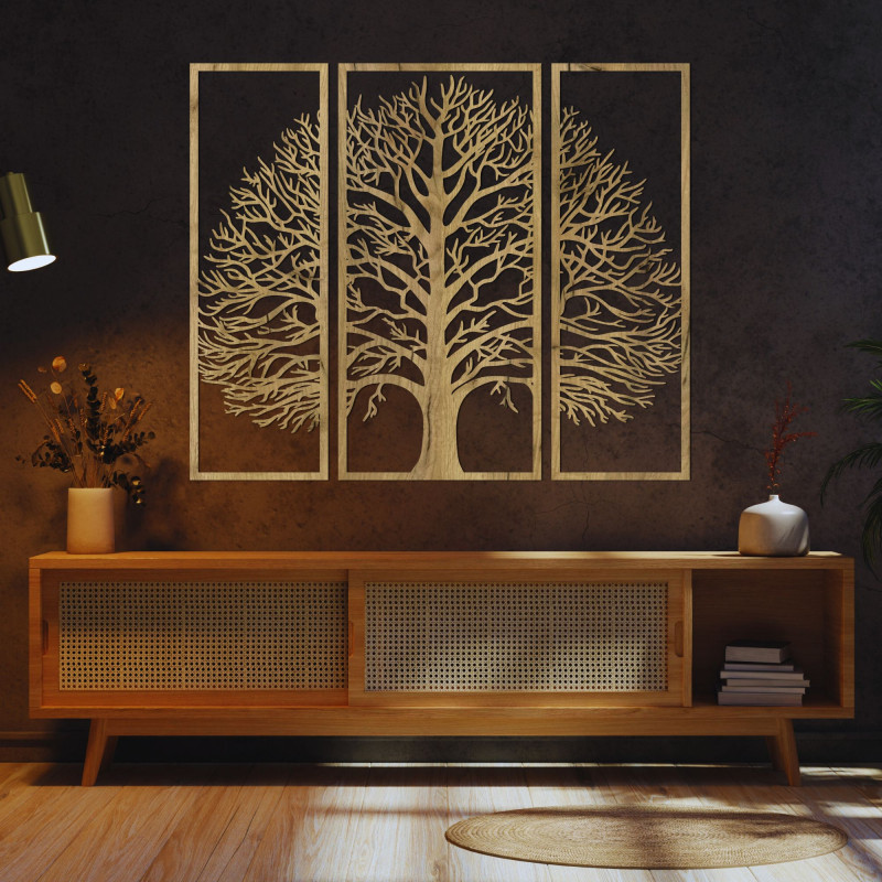 Decorațiune murală Arborele Vieții: design natural în trei părți
