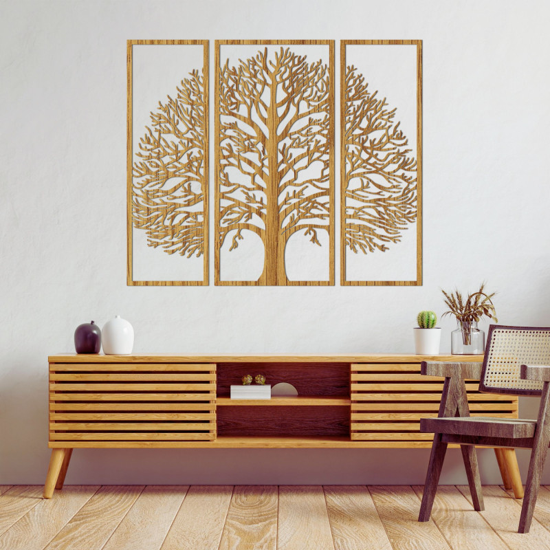 Decorațiune murală Arborele Vieții: design natural în trei părți