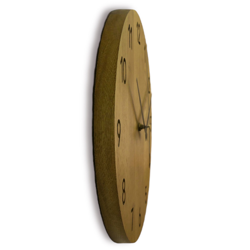Ceas de perete din stejar, design minimalist modern, funcționare silențioasă