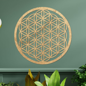 Pictură murală Mandala din lemn - Floarea Vieții