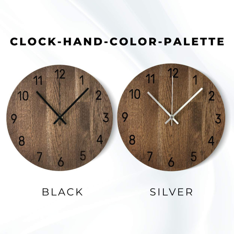 Ceas de perete lucrat manual, din stejar de calitate