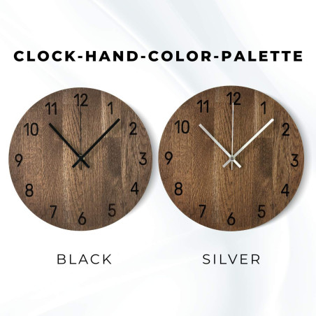 Ceas de perete lucrat manual, din stejar de calitate