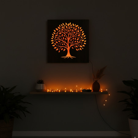 Tablou LED Copacul Vieții - decorațiune din lemn cu iluminare din spate Tablou LED Copacul Vieții - decorațiune din lemn cu iluminare din spate