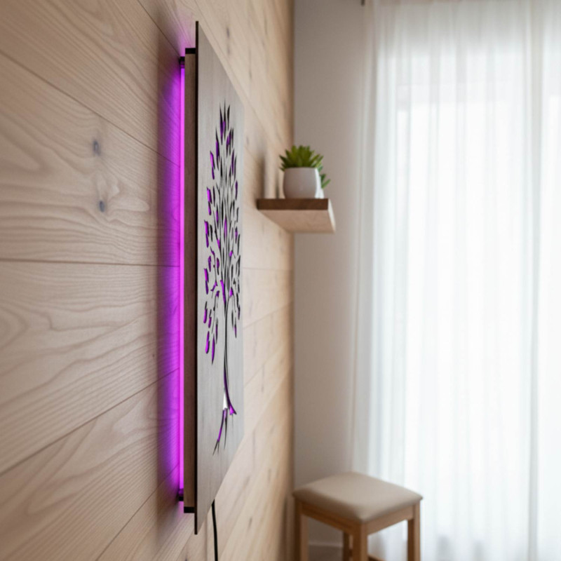 Tablou din lemn cu iluminare din spate „Arborele Vieții” decorațiune de perete cu LED-uri