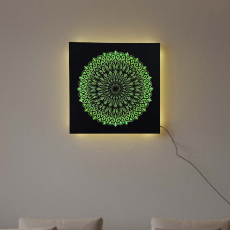 Pictură Mandala din lemn cu LED – mandală iluminată din spate | BAKE