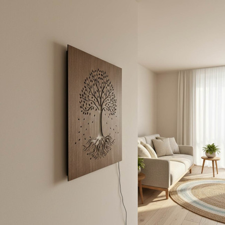 Tablou LED din lemn Copacul Vieții cu iluminare de fundal RGB colorată