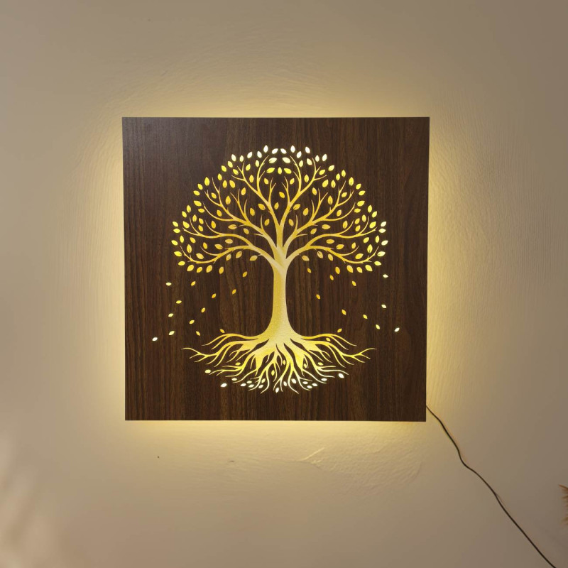 Copacul Vieții din lemn cu iluminare LED și telecomandă