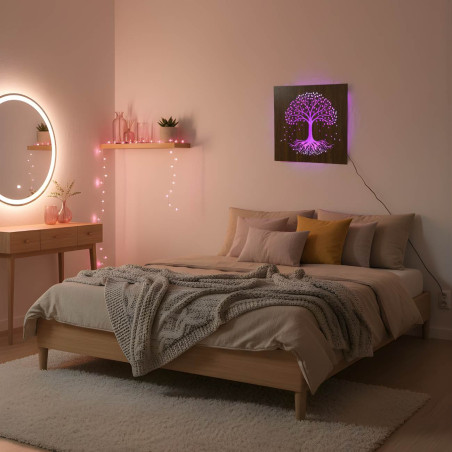 Copacul Vieții din lemn cu iluminare LED și telecomandă