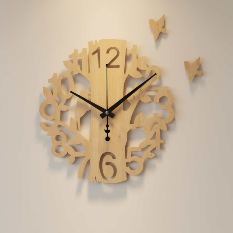 Ceas de perete din lemn Bird | Ceas de perete de design