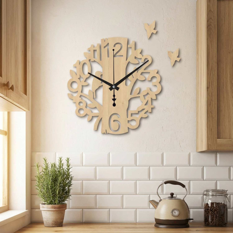 Ceas de perete din lemn Bird | Ceas de perete de design