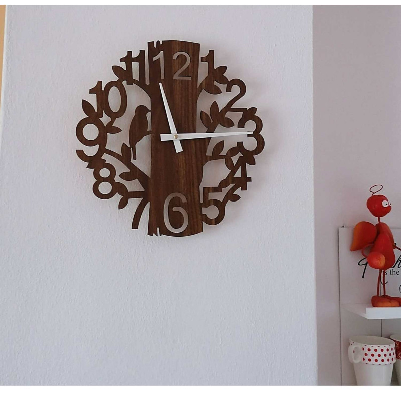 Ceas de perete din lemn Bird | Ceas de perete de design