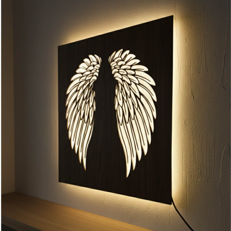 Tablou LED din lemn - mandala Floarea Vieții cu iluminare RGB modernă