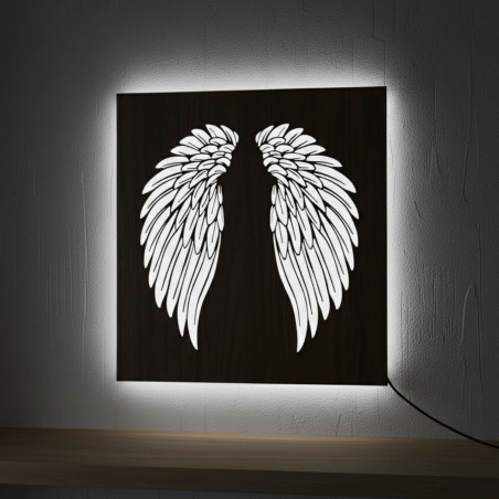 Tablou LED din lemn - mandala Floarea Vieții cu iluminare RGB modernă