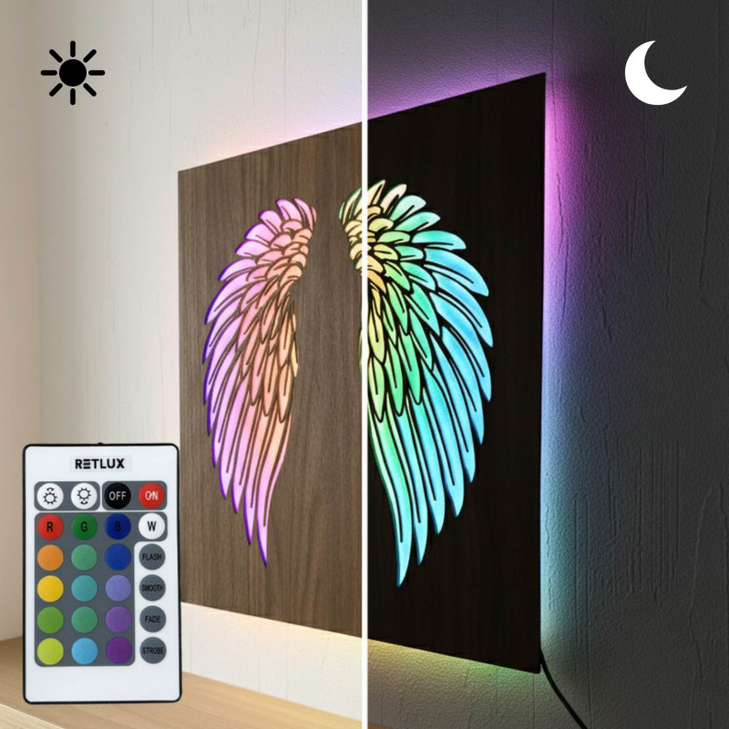 Tablou din lemn cu iluminare din spate cu LED -...