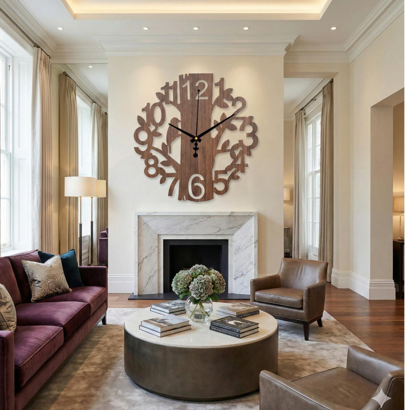 Ceas de perete pomul vieții pasăre, ace negre,...