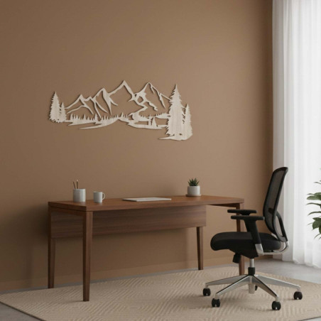 Decorațiune din lemn de stejar Sonoma, Pictură modernă din lemn Munți și pădure pentru decorarea camerei de zi