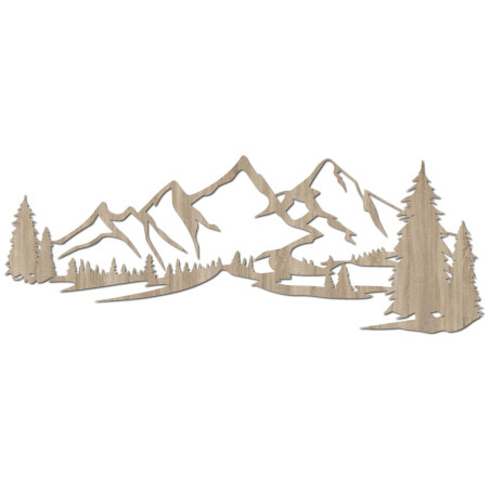 Decorațiune din lemn de stejar Sonoma, Pictură modernă din lemn Munți și pădure pentru decorarea camerei de zi