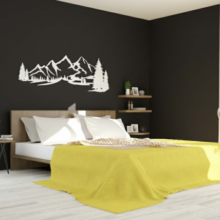 Decorațiune din lemn albă, Pictură modernă din lemn Munți și pădure pentru decorarea camerei de zi