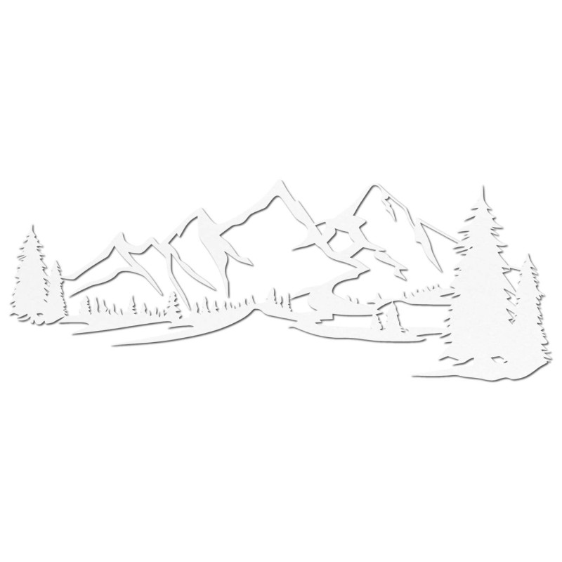 Decorațiune din lemn albă, Pictură modernă din lemn Munți și pădure pentru decorarea camerei de zi