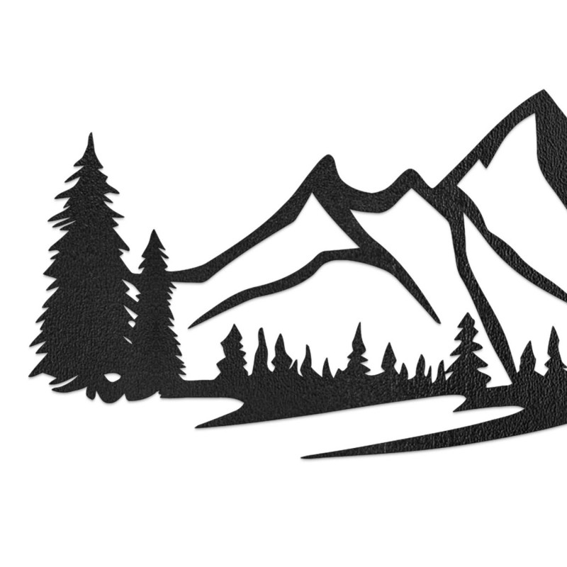 Decorațiune din lemn neagră, Pictură modernă din lemn Munți și pădure pentru decorarea camerei de zi