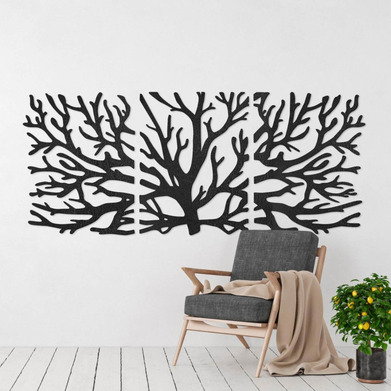 Pictură de designer pe lemn Arborele Vieții ca element dominant al camerei de zi